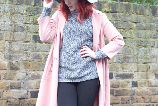 Paige Joanna Pink Asos Coat Boots and Primark Jumper