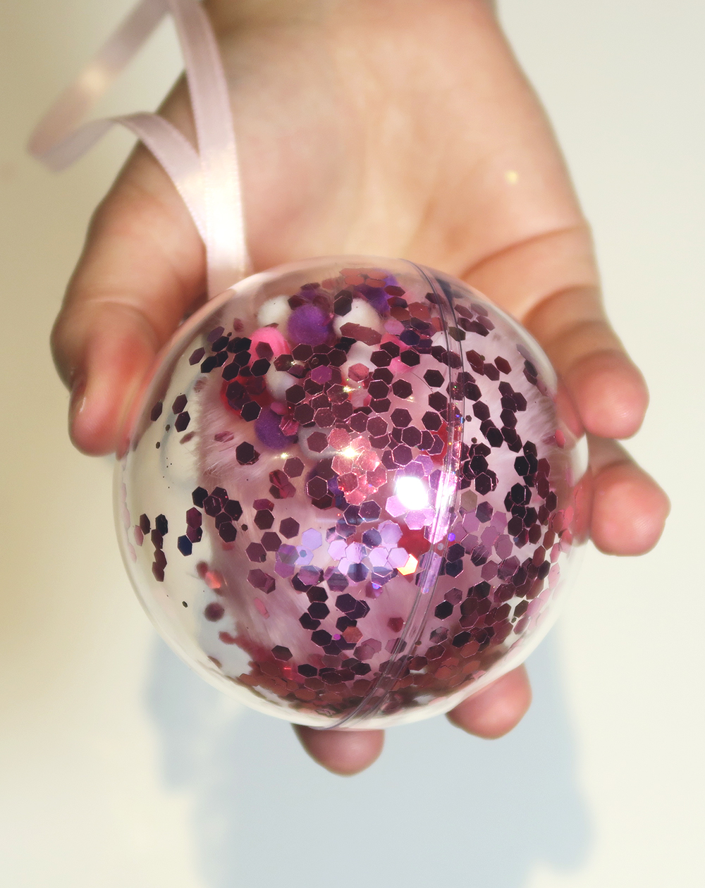 Paige Joanna DIY Christmas Glitter Bauble ideas Pink