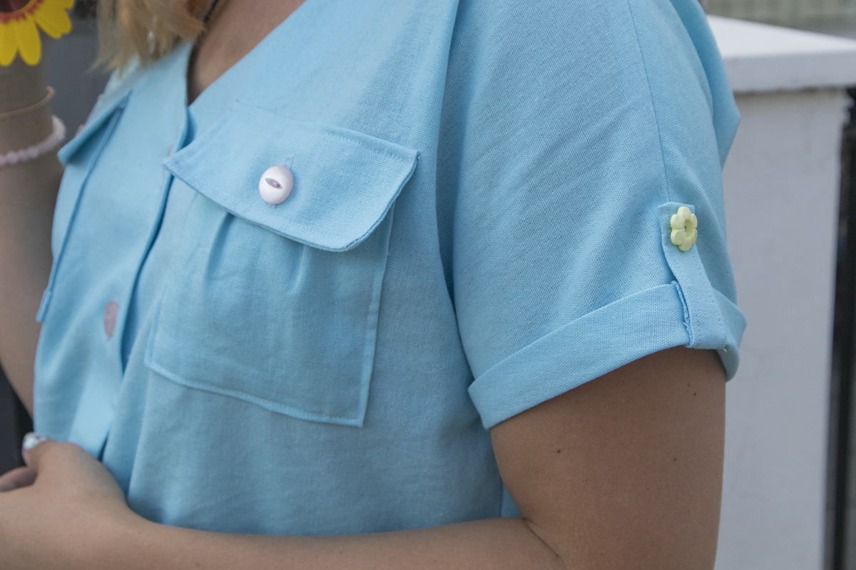 Paige Joanna Tilly & The Buttons Alexa Romper button detail